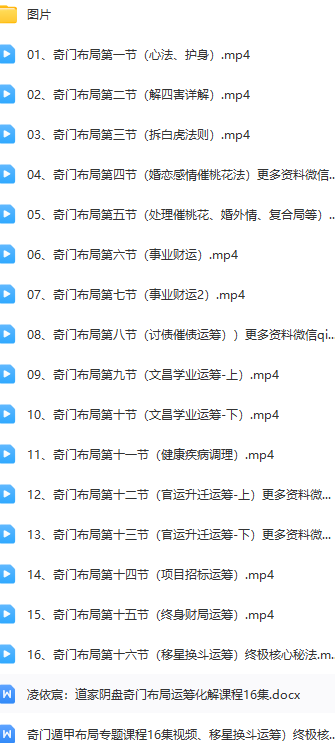 凌依宸老师-道家阴盘奇门布局运筹化解课程16集  第2张