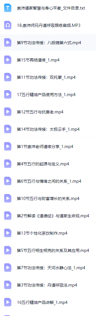 手崇沛老师《五行养生道家智慧与身心平衡之道》18集视频  第3张